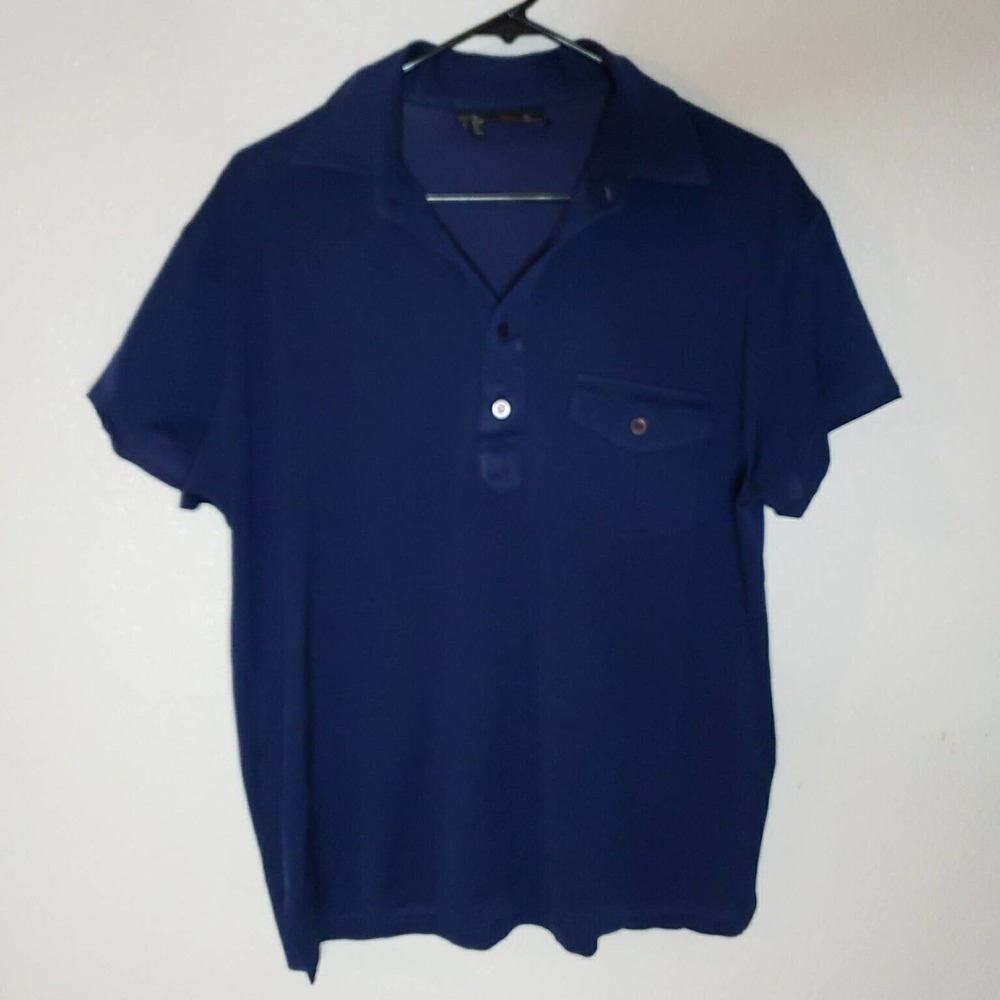 Robert Bruce 'Cotton Where It Counts Polo Shirt Mens XL Blue Pocket